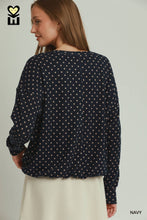 Load image into Gallery viewer, Navy Polka Dot Top
