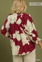 Load image into Gallery viewer, Burgundy Floral 3/4 Sleeve Top - Plus
