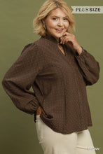 Load image into Gallery viewer, Brown Polka Dot Smock Back Top - Plus
