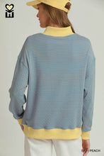 Load image into Gallery viewer, Sky + Peach Reversible Stripe Dot Pullover
