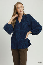 Load image into Gallery viewer, Navy Jacquard Top
