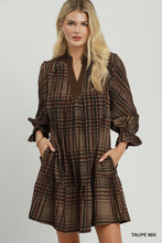 Load image into Gallery viewer, Dark Taupe Plaid Dress
