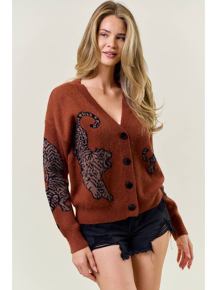 Rust Cheetah Cardigan