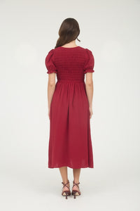 Cherry Smocked Midi Dress