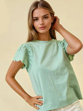 Load image into Gallery viewer, Mint Eyelet Sleeve Top

