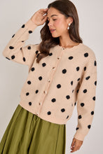 Load image into Gallery viewer, Scalloped Oatmeal Polka Dot Cardigan
