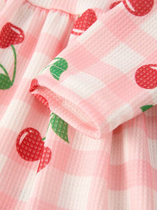 Waffle Gingham Cherry Dress - Kids