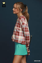 Load image into Gallery viewer, Brick Plaid Bubble Hem Top
