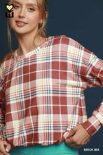 Load image into Gallery viewer, Brick Plaid Bubble Hem Top
