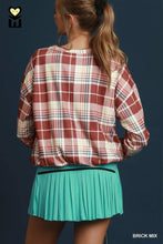 Load image into Gallery viewer, Brick Plaid Bubble Hem Top
