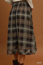 Load image into Gallery viewer, Black Plaid Midi Skirt
