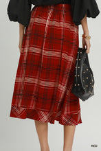 Load image into Gallery viewer, Red Plaid Midi Skirt
