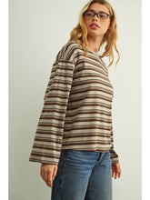 Load image into Gallery viewer, Mocha + Black Stripe Top

