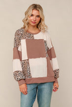 Load image into Gallery viewer, Taupe Leopard Patchwork Top
