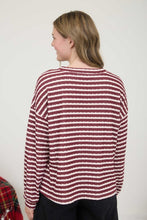 Load image into Gallery viewer, Burgundy Stripe Henley Top

