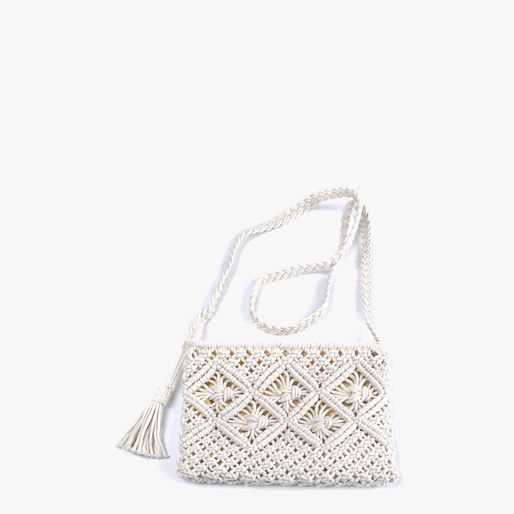 Ivory Val Macrame Crossbody Purse