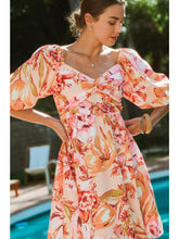 Load image into Gallery viewer, Peach Floral Sweetheart Dress
