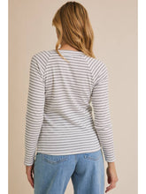 Load image into Gallery viewer, Grey Stripe Bow Top
