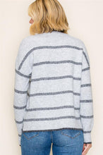 Load image into Gallery viewer, Grey + Charcoal Stripe Sweater
