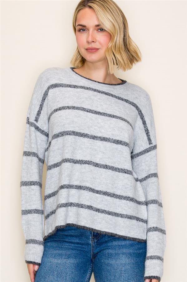 Grey + Charcoal Stripe Sweater