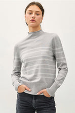 Load image into Gallery viewer, Grey Stripe Mock Neck Sweater

