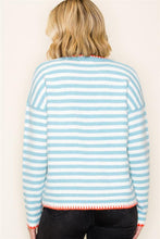 Load image into Gallery viewer, Staccato Blue Stripe Stich Detail Sweater
