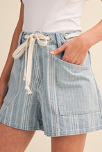 Load image into Gallery viewer, Light Blue Mixed Stripe Shorts
