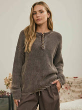 Load image into Gallery viewer, Dark Brown Henley Sweater
