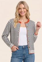 Load image into Gallery viewer, Orange Trim Stripe Cardigan
