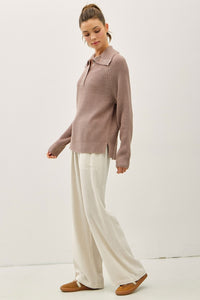 Blush Wide Collar Waffle Sweater