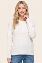 Load image into Gallery viewer, Ivory Textured Stripe Button Sweater
