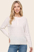 Load image into Gallery viewer, Ivory Textured Stripe Button Sweater
