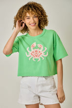 Load image into Gallery viewer, Mystree Green Emboidered Crab Top
