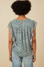 Load image into Gallery viewer, Paisley Teal Ruffle Top
