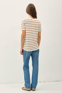Toffee Linen Stripe Tee