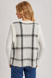 Fuzzy Ivory Plaid Sweater Vest