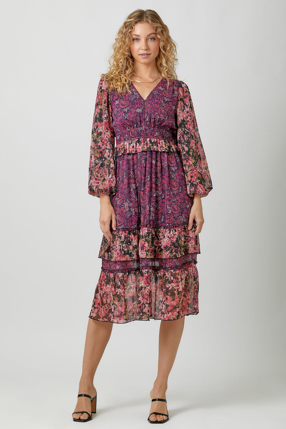 Plum Mixed Floral Dress