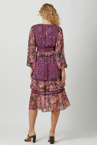 Plum Mixed Floral Dress