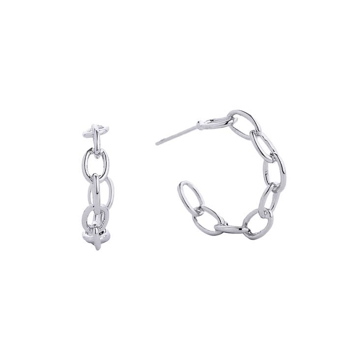 Silver Chain Hoops