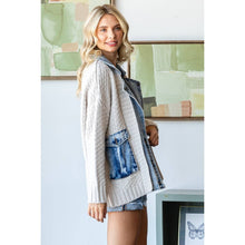 Load image into Gallery viewer, Cream + Denim Mixed Cardigan
