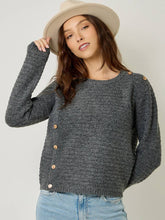 Load image into Gallery viewer, Charcoal Button Detail Sweater
