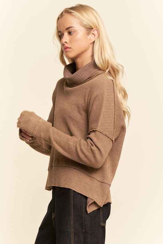 Cocoa Waffle Slit Top