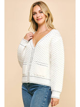 Load image into Gallery viewer, Ivory Contrast Stitch Cardigan
