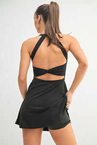 Black Sporty Open Back Dress