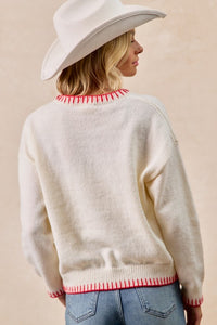 BiBi Ivory + Red Bow Sweater