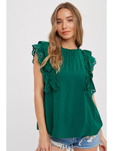 Load image into Gallery viewer, Forest Eyelet Ruffle Top

