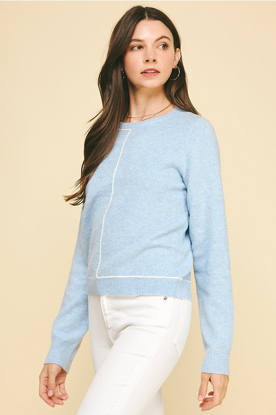 Sky Blue Stitch Detail Sweater