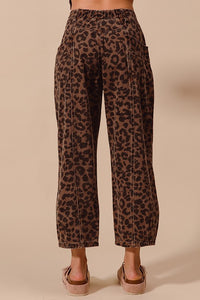 Grey Leopard Barrel Pants