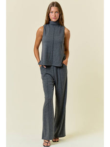 Charcoal Pinktuck Pants