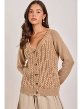 Load image into Gallery viewer, Taupe Washed Cable Cardigan
